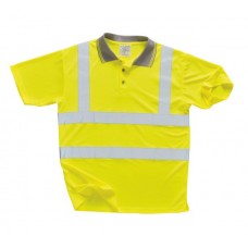 Hi Vis Yellow En471 Polo Shirt 100% Polyester Size M,L,XL,XXL,XXXL